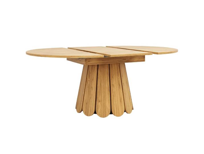 Table de salle à manger extensible ronde effet bois claire 118-158 cm