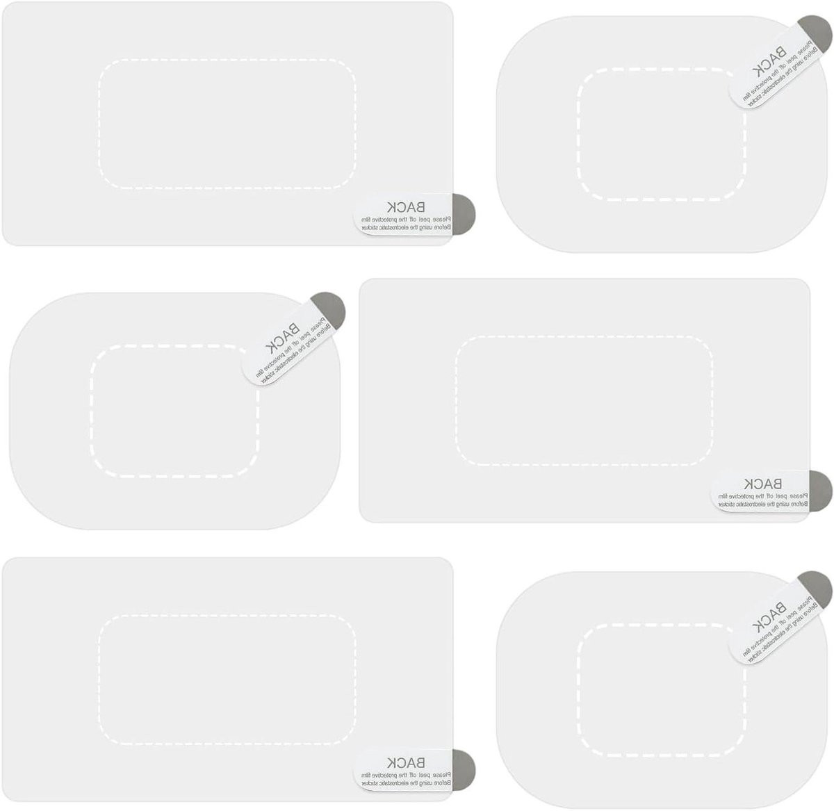 Set van 6 transparante herbruikbare elektrostatische voorruitstickers voor autocamera montage