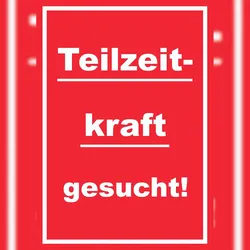 HB-Druck Teilzeitkraft gesucht Schild mit Text Aushängeschild hochkant rot-weiss A0 Rückseite selbstklebend