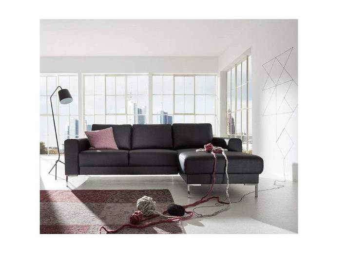 JVmoebel Ecksofa Schwarzes Kunstleder Ecksofa mit Polyätherschaum-Polsterung, Made in Europa