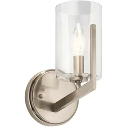 Wandlampe Wandleuchte Flurlampe Schlafzimmerleuchte Stahl Glas klar H 24,5 cm