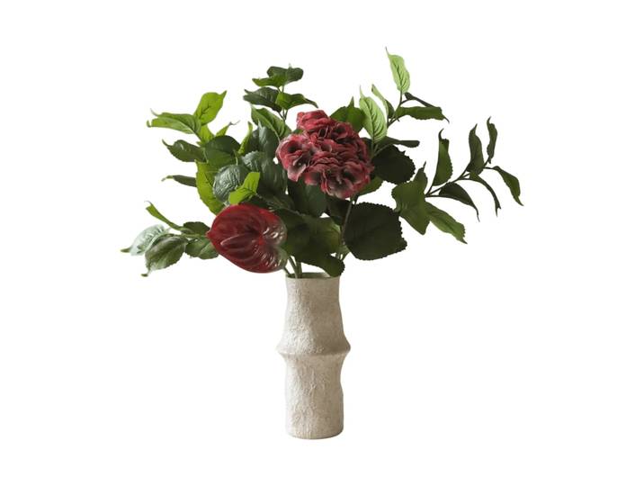 Botané Bouquet artificiel Velvet rouge Hortensia-rouge anthurium 6 pcs