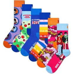 Happy Socks Unisex Socken, 6er Pack - The Beatles Gift Set, Geschenkbox, Farb-Mix The Beatles 2 / 41-46
