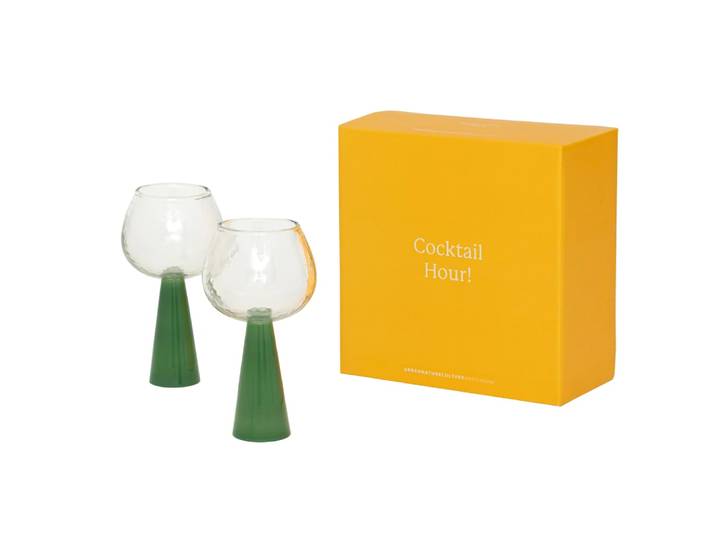 Ensemble de 2 verres à cocktail en verre verte ø 10.5 * 19 cm