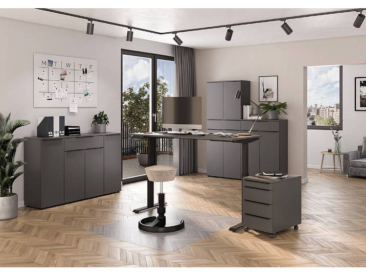 Ensemble composé de bureau Mailand 3 312cm Gris/Graphite