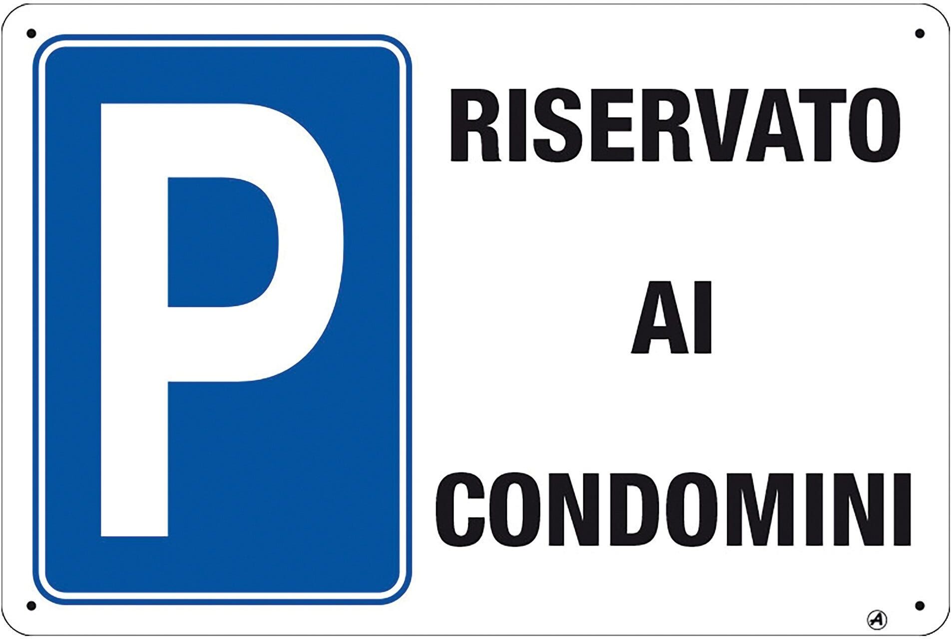 Nuova Algis CARTELLO PARCHEGGIO RISERVATO CONDOMINI IN PVC 30x20 cm
