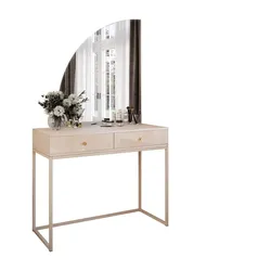 SCHMINKTISCH QUINNIE KASCHMIR mit LED-Spiegel links gold Griff
