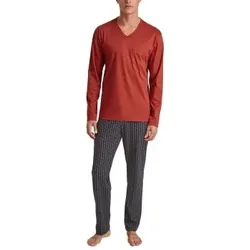 Calida Relax Streamline 5 Pyjama Rot Muster Baumwolle Medium Herren