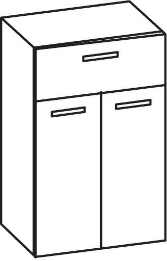 Artiqua 400 Midischrank, Weiß Hochglanz, 400-MTL-2-60-7016-68 400-MTL-2-60-7016-68