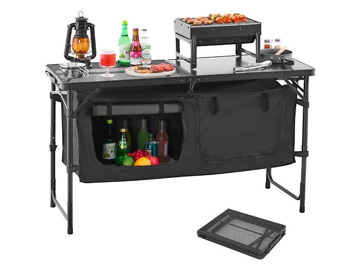 SucceBuy Table de cuisine de Camping Table de cuisine extérieure Station de cuisine Portable légère en aluminium pour barbecue fête pique-nique RV voyage