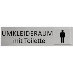 CombiCraft Aluminium Türschild Umkleideraum Herren mit Toilette 165x45mm mit 3M-Tape zur Befestigung, einfache Kennzeichnung von Räumen und Bereichen