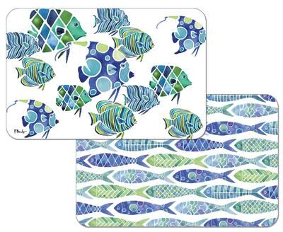 Reversible Wipe-clean Counterart Placemats Set of 4 - Tahiti Fish
