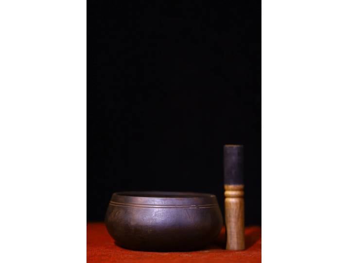 Xizang – Collection folklorique 5 pouces, vieux Bronze cinabre, Six mots, proverbes, bol de musique bouddhiste, amulette, salle de culte, maison de ville