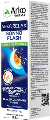 ARKOFARM Srl Arkorelax Flash Sonno Spray 20g - Integratore Alimentare con Melatonina ed Escolzia