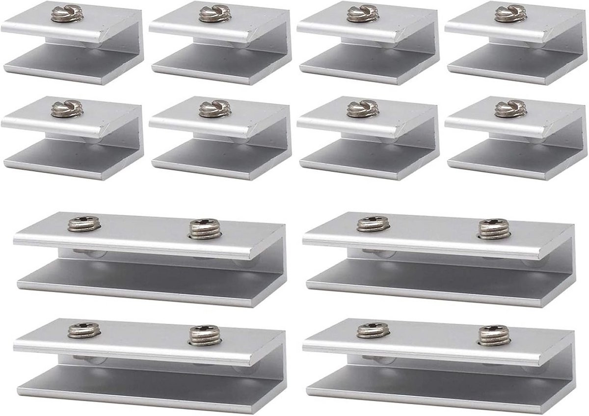 Aluminium Plankhouders voor Glazen Panelen 6-8 mm - Verstelbare Klemmen voor Badkamer en Balkon