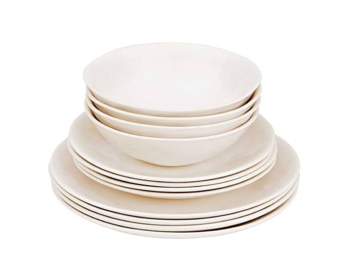 BUTLERS 12-tlg. Kombiservice für 4 Personen Steinzeug - ATLANTIS - Farbe Beige - Mit Tellern & Schalen - Spülmaschinenfest & mikrowellengeeignet - Kratzresistente Oberfläche