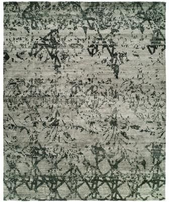 KALATY Modern Grey Hand-Knotted Viscose Area Rug