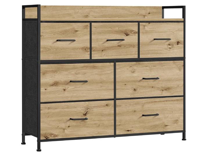 Commode industrielle Artisan avec 7 tiroirs en tissu