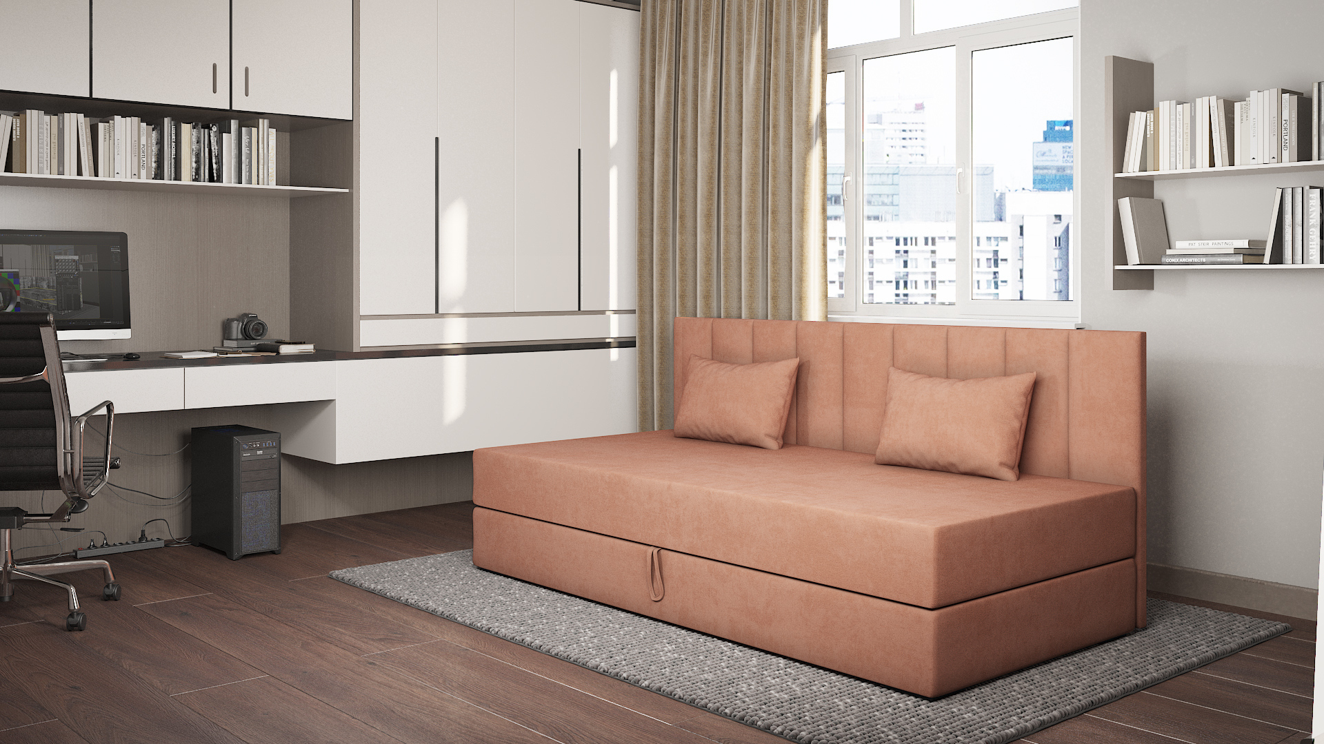 Tagesbett mit Stauraum 90x200 ALAMO 1 - Lachs