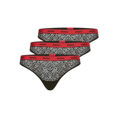 Slip HUGO UNDERWEAR "TRIPLE THONG LACE", Damen, Gr. S, Jersey, schwarz, Jersey, Obermaterial: 87% Polyamid, 13% Elasthan, körpernah, Unterhosen Slip, mit Struktur