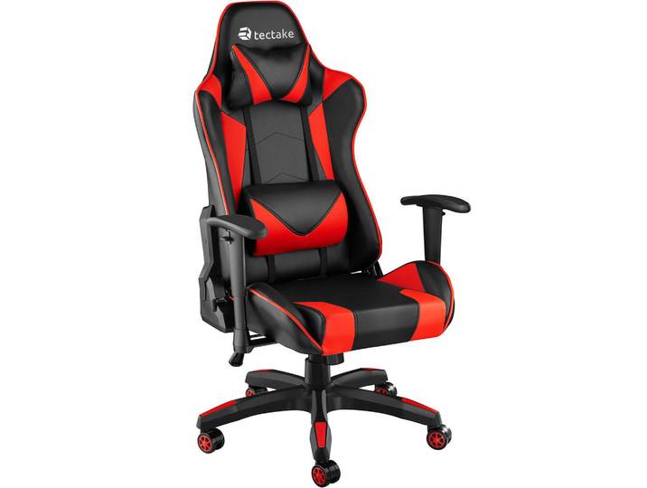 tectake Racing-Gamingstuhl Twink, Belastbarkeit 120 kg, schwarz/rot, Schwarz, Rot, 68x125x69 cm, Büromöbel, Bürostühle, Gaming-Sessel