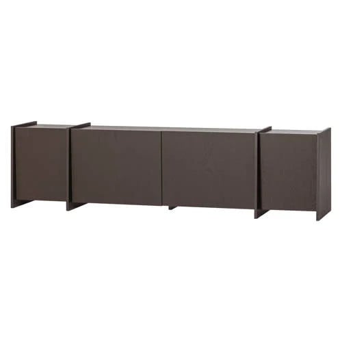 WOOOD Brock Tv Meubel van Essen Fineer en Massief Essenhout, Grijs/Bruingrijs, B: 200 cm, D: 44 cm, H: 53 cm