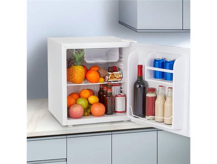 FOHERE Table Top Kühlschrank 46L Minikühlschrank mit Kühl- und Gefrierfunktion BC-46, 46.9 cm hoch, 43.4 cm breit, mit umkehrbarem Türanschlag und präziser 7-stufiger Temperaturregelung