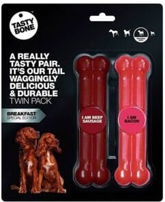 Tastybone Osso De Nylon Twin Pack Salsicha vaca Bacon Small