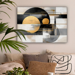 LEINWANDBILD Abstrakt - Gold - Silber - Formen - Ästhetisch - Modern Wandbilder 80x60 cm