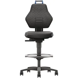 Tecwerk, Bürostuhl, Arbeitsdrehstuhl Rollen + Fussring Supertec schwarz Grifffarbe blau 580-860 mm (58 - 86 cm)