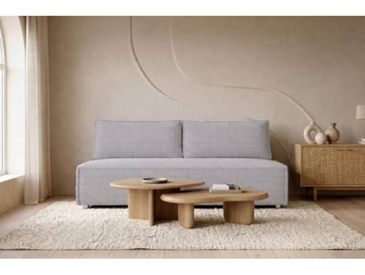Kaiser Möbel - Sofa mit Schlaffunktion und Bettkasten, Sofa 2-sitzer, Schlafsofa mit Bettzeugbehälter, Klappsofa, Bettsofa, Bequemes Couch für Wohnzimmer, Schlafzimmer und Jugendzimmer, Duo, Silber