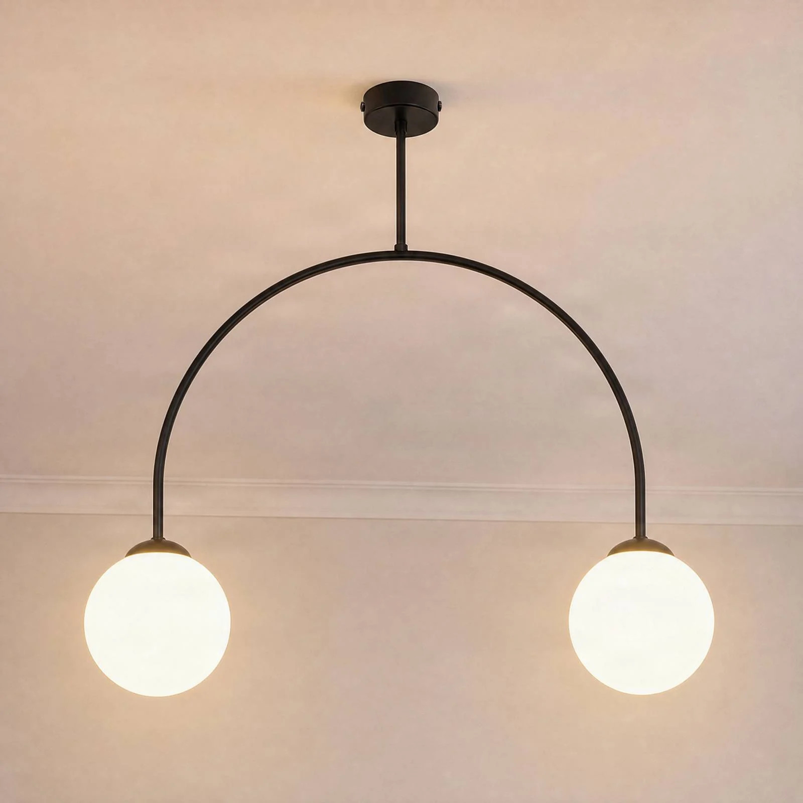 Milagro Lighting Plafondlamp Archie, zwart, modern, dimbaar, metaal en glas