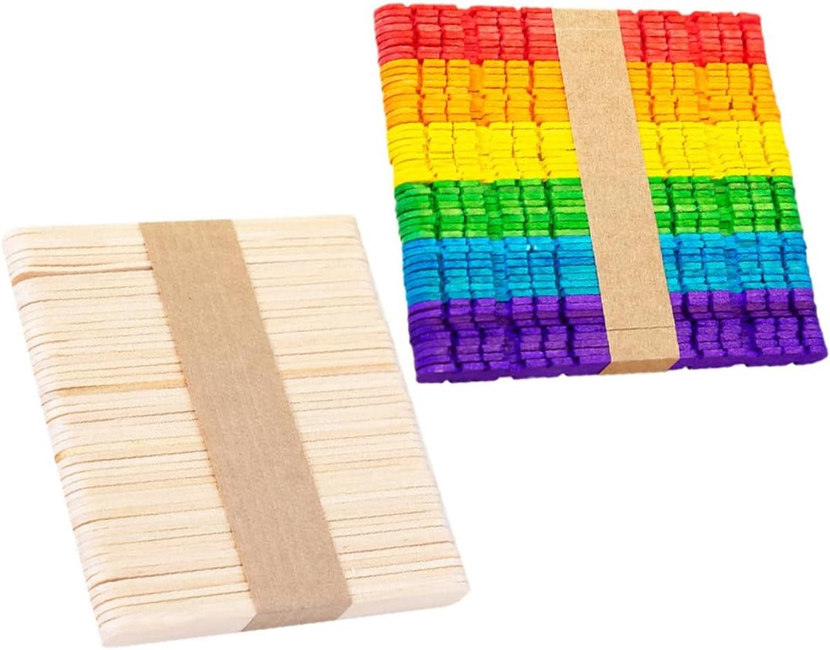 Kleurrijke houten knutselstokjes voor creatief gebruik, lengte: 11,5 cm