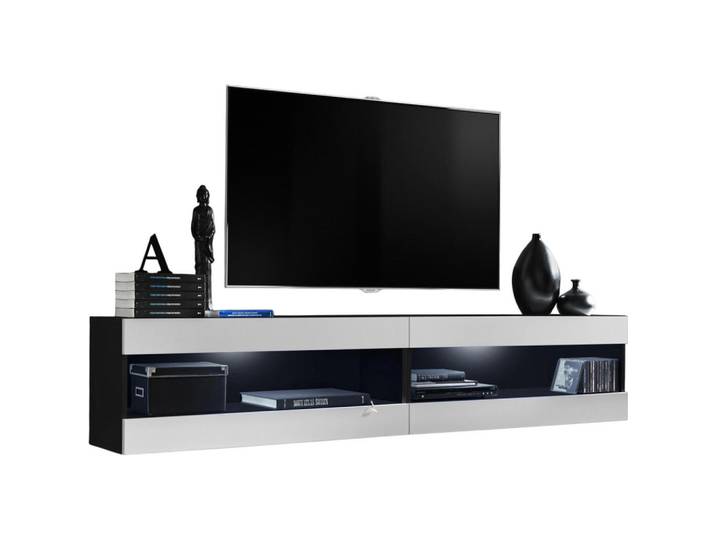 Komodee Wohnwand 2-er Set, Tivoli Set4 Schwarz + Weiß, Offener Raum, Weiß, Schwarz, 200x41x35 cm, Wohnzimmer, Wohnwände