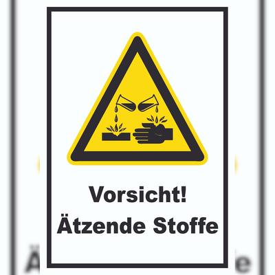 HB-Druck Vorsicht Ätzende Stoffe Schild A6 Rückseite selbstklebend