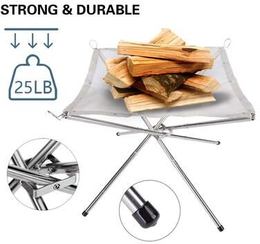 Inspire Daily Merch Portable Outdoor Fire Pit Stand Collapsible Steel Mesh Stove Shelf For Wood Heater Ideal For Camping, Backyard m
