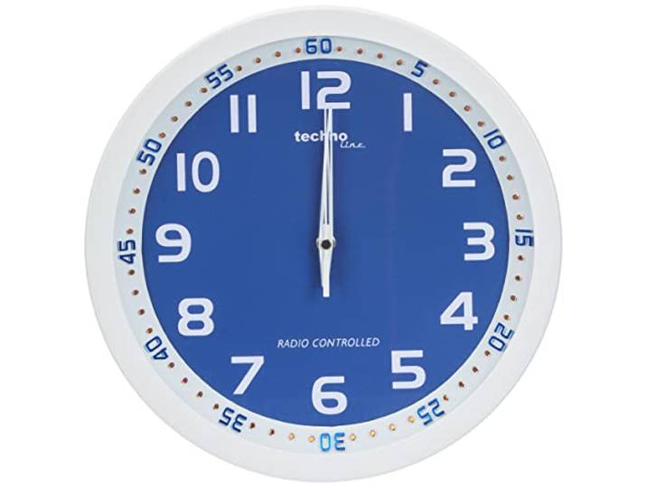 techno line WT 8971 Funkwanduhr, weiß-blau