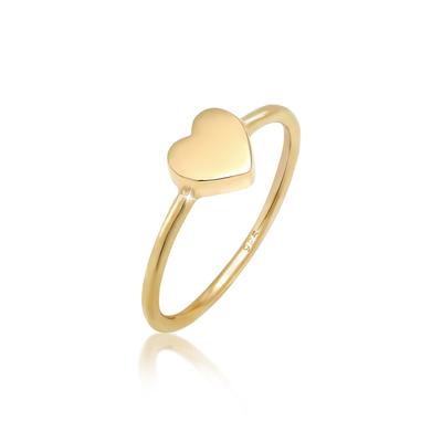 Fingerring ELLI "Herz Liebe Valentinstag Zeitlos 925 Silber" Gr. 56, gold, Fingerringe, Damen, 56mm, ohne Stein, Silber 925 (Sterlingsilber), Fingerring