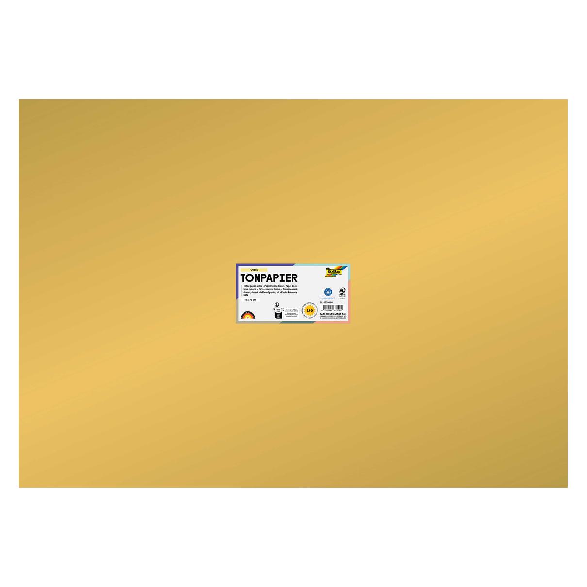 Folia Tonpapier, (B)500 x (H)700 mm, 130 g/qm, gold gl"nzend (130 g/m², 1x) (6766)