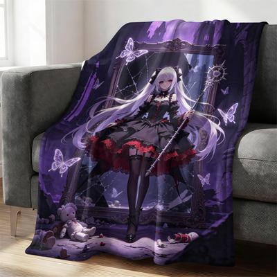 Shop Station Hatsune Miku Crayon Style Flannel Throw Blanket Cozy Anime Throw Blanket For Sofa, Bed & Travel c 28x40in