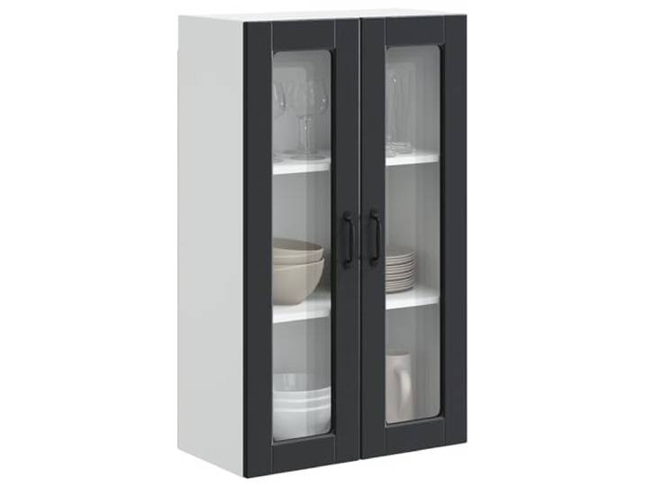 KTHLBRH PORTO Wandschrank Küche Schwarz 60 x 31 x 100 cm Mehrschichtholz, 3 Einlegeböden, 2 Türen, Wandmontage, einfache Reinigung