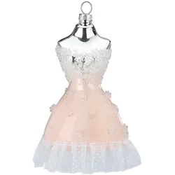 Holly & Jolly Cocktailkleid Spitze Glas 12cm Christbaumschmuck Weihnachtskugeln hellrosa rose