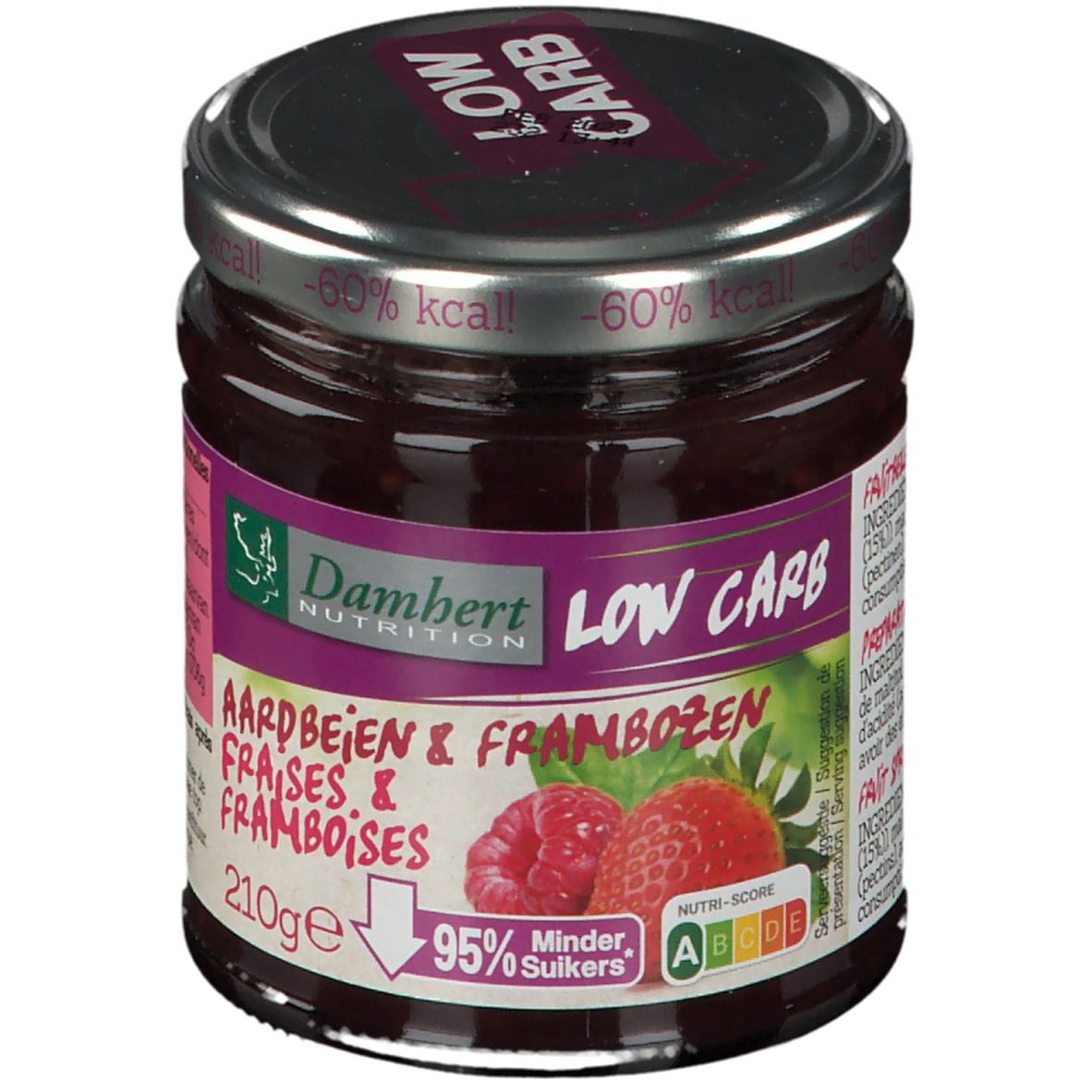 Damhert Dieetconfituur Aardbei/Framboos Tagatose 210 g Futter