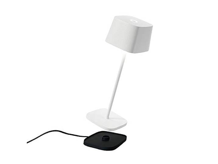 Zafferano, Ofelia Lampe, Kabellose, Wiederaufladbare Tischlampe mit Touch Control, Auch für den Außenbereich Geeignet, Dimmer, 2700-3000 K, Höhe 29 cm, Farbe weiß