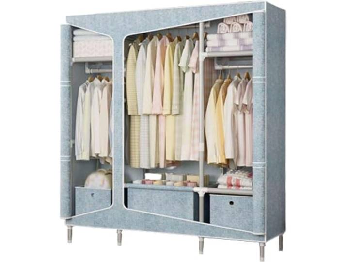 LoiYtrd Tragbarer Stoffschrank aus Stahl, stapelbar, Schlafzimmer(E,128cm)
