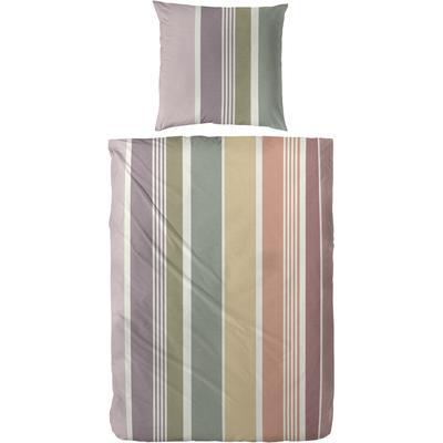 Bettwäsche PRIMERA "Feinbiber-Bettwäsche Passion", grün, B/L: 135cm x 200cm, 1 Stk., 1 Stk., Feinbiber, B/L: 80cm x 80cm, 2 Stk., Feinbiber, Obermaterial: 100% Baumwolle, Bettwäsche, Bettwäsche, mit einem harmonischen Streifenmuster