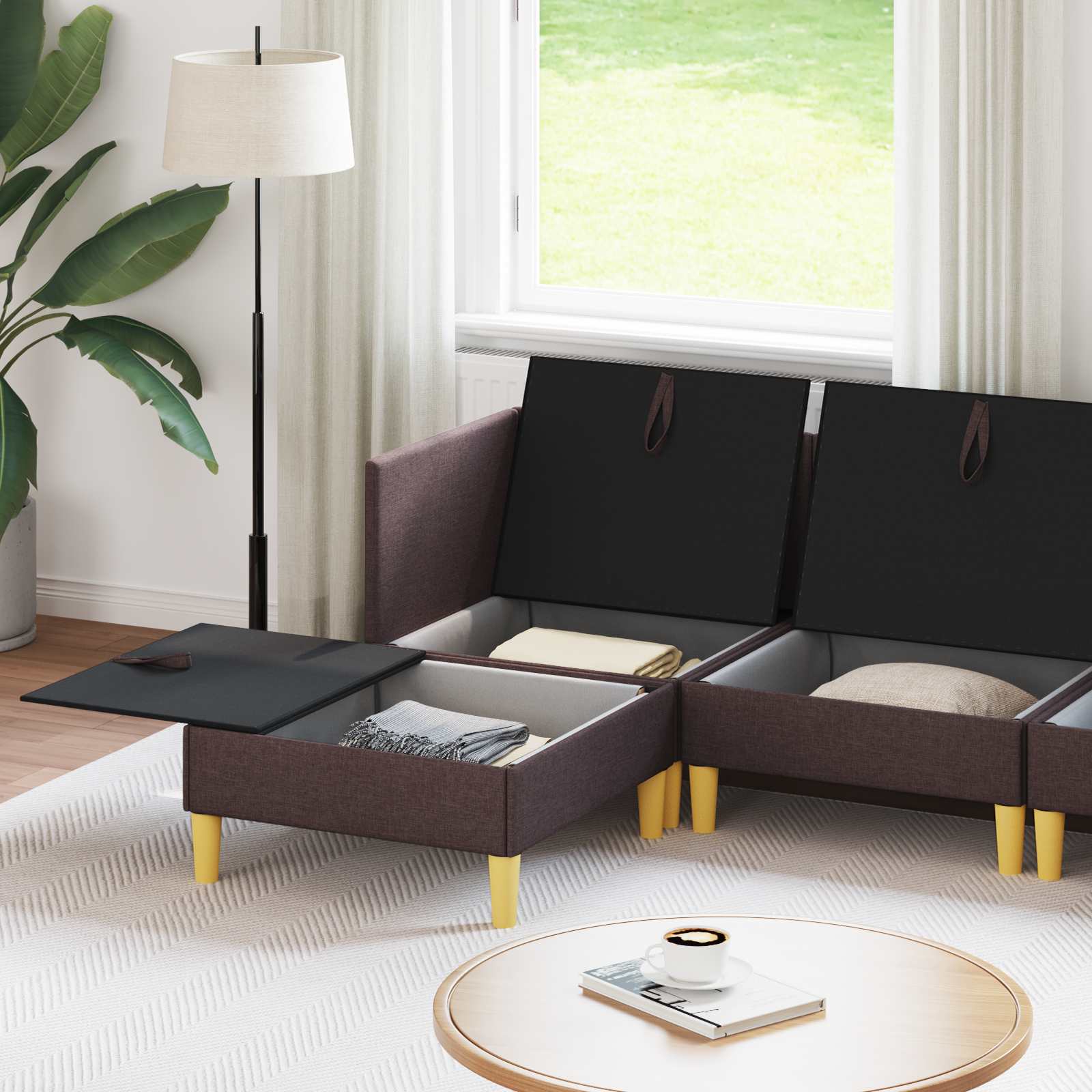 vidaXL Modular Sofa Set with Storage 5 pc Marron foncé