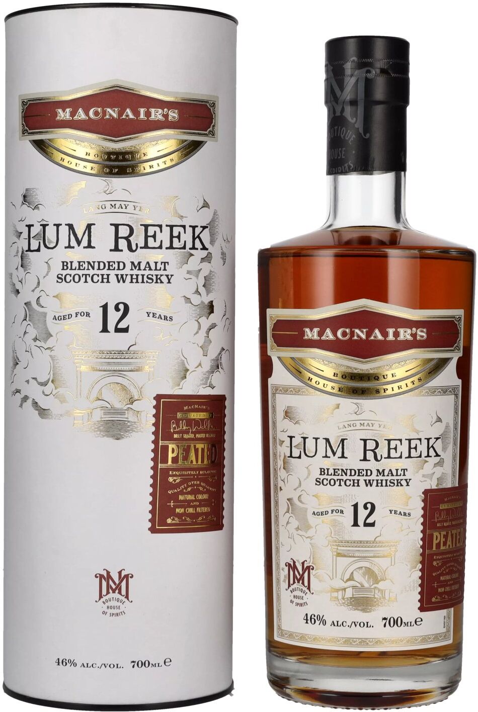 MacNair’s Boutique House of Spirits MacNair's Lum Reek 12 Years Old PEATED 46% Vol. 0,7l in Geschenkbox
