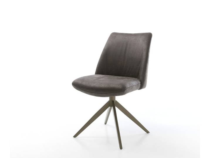 Chaise pivotante Elso Flex microvelours anthracite vintage pied croisé large aspect titane pivotement sur 360° fonction bascule ressorts ensachés