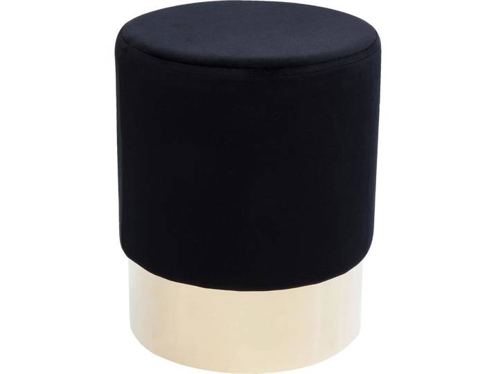 Tabouret en velours noir et acier doré
